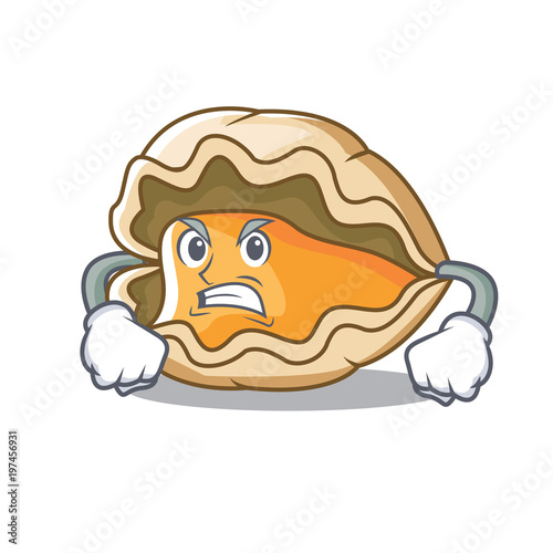 Angry oyster mascot cartoon style