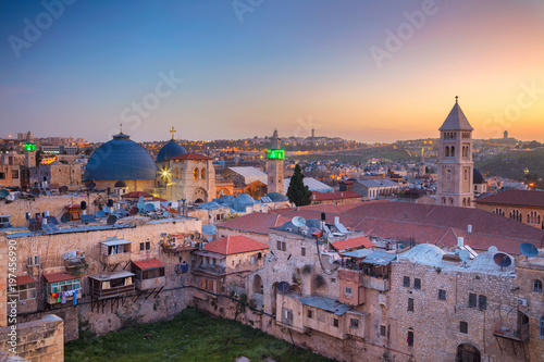 Jerusalem. Cityscape image of old town of Jerusalem, Israel at sunrise.