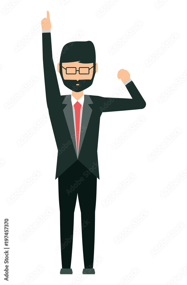 avatar businessman with arms up icon over white background, colorful design. vector illustration avatar businessman with arms up icon over white background, colorful design. vector illustration