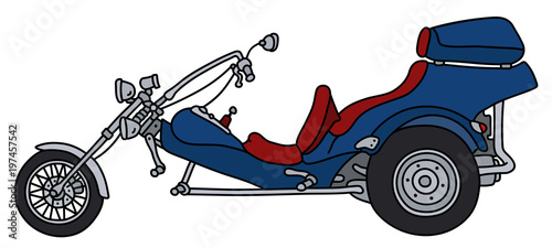 The blue heavy motor tricycle