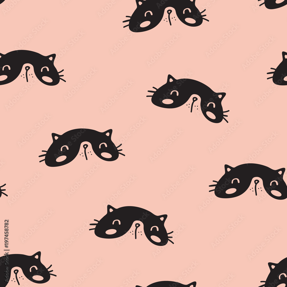 Naklejka premium Vector seamless background pattern with cute kittens