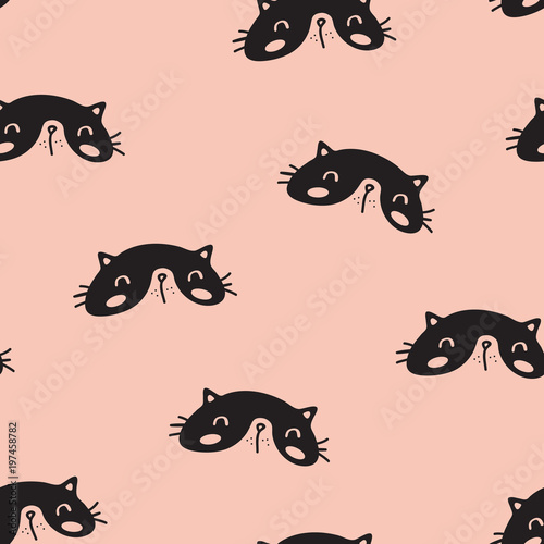 Vector seamless background pattern with cute kittens