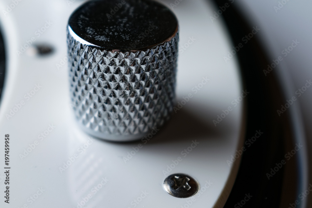 Zdjęcie Stock Button switch on bass guitar. Close up. Vintage old