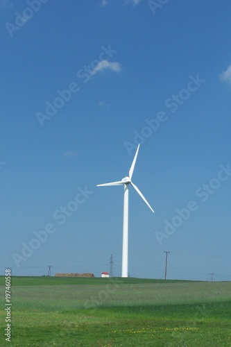 A wind turbine, a wind farm photo