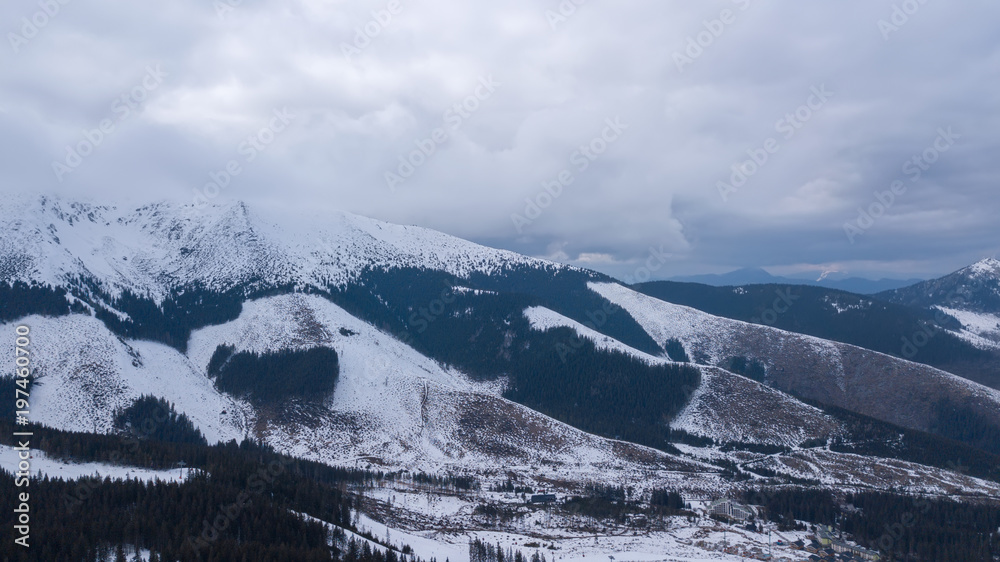 Obraz premium ski resort Jasna Slovakia mountain aerial drone top view