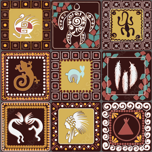 pattern with imitation of elements of rock art