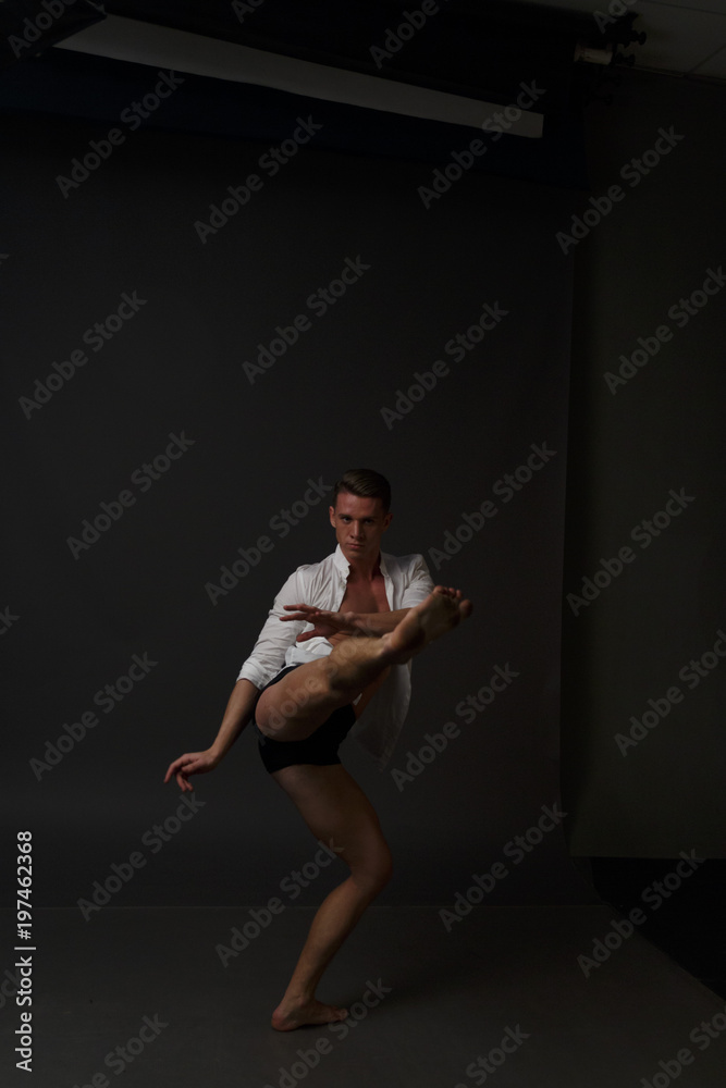 men is dances in a black pants