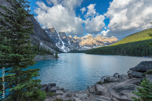 Rocky Mountains - Moraine lake in Banff National Park of Canada