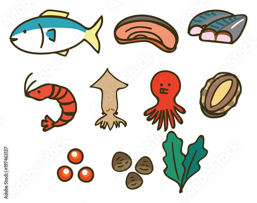魚介類のイラスト素材セット