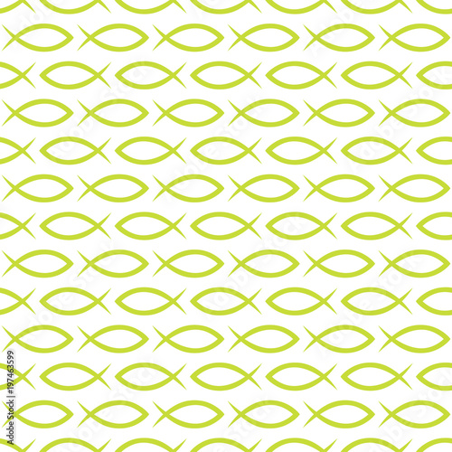 Seamless Pattern Fishes Green