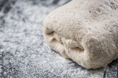 Dough on natural rye ferment. With bran. Alive. Natural. Without yeast. The concept of a healthy diet.