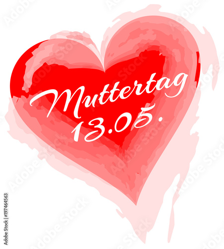 Rotes Herz mit Text Muttertag am 13.05.
