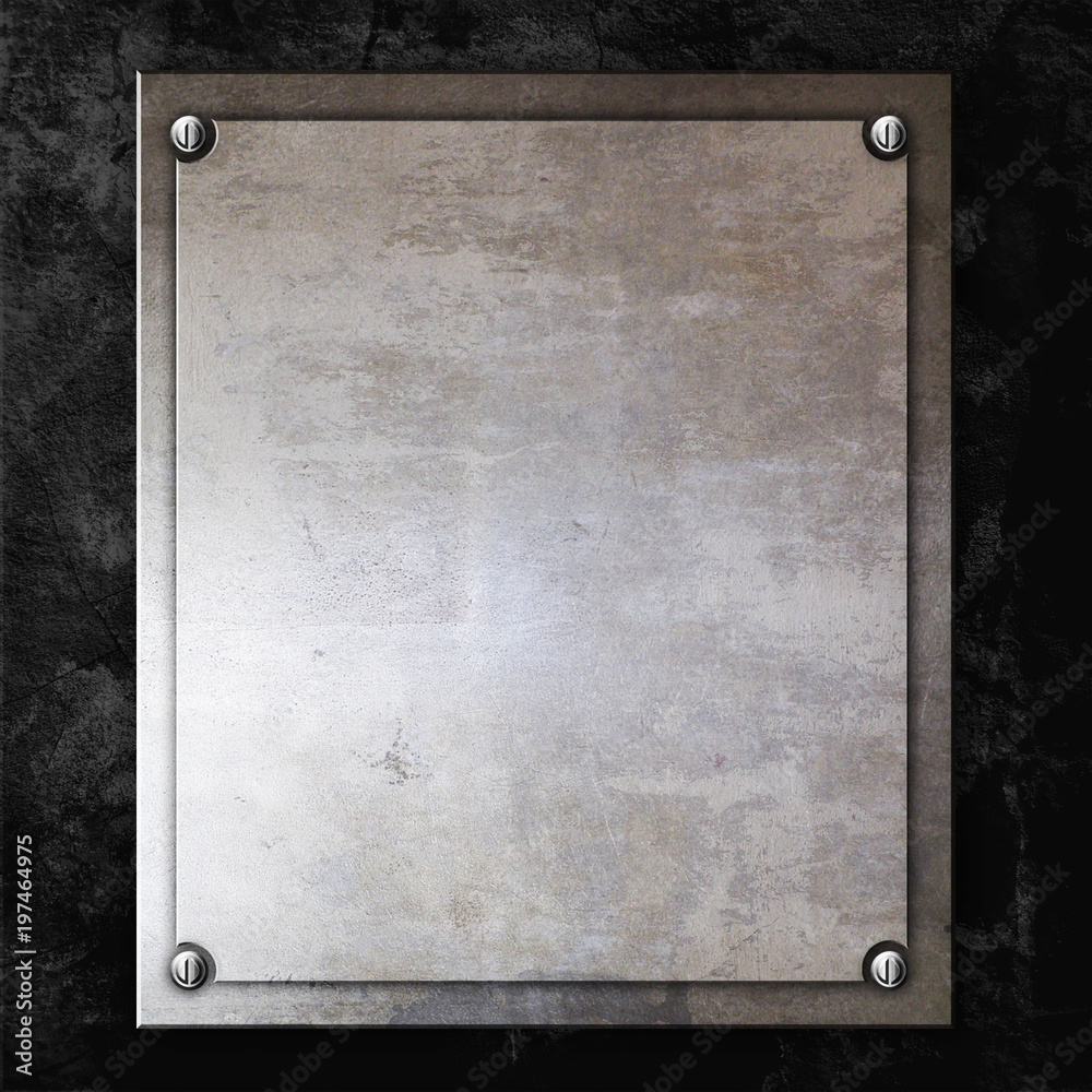 Fototapeta premium steel metal plate on concrete wall