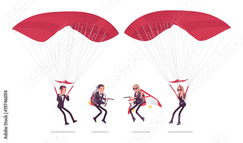 Secret agent gentleman and lady spy of intelligence service flying
