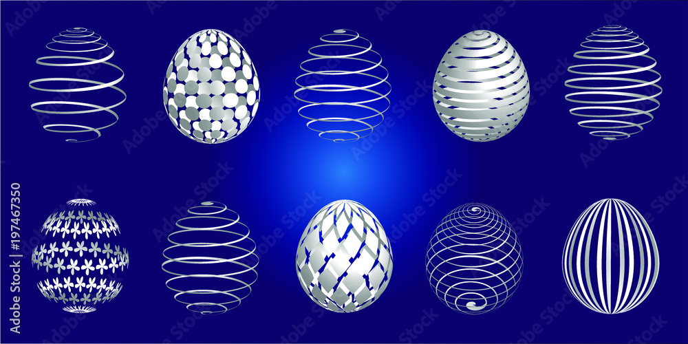 Set of 10 Easter eggs for Your design, origami style, isolated. Vector illustration Set of 10 Easter eggs for Your design, origami style, isolated. Vector illustration