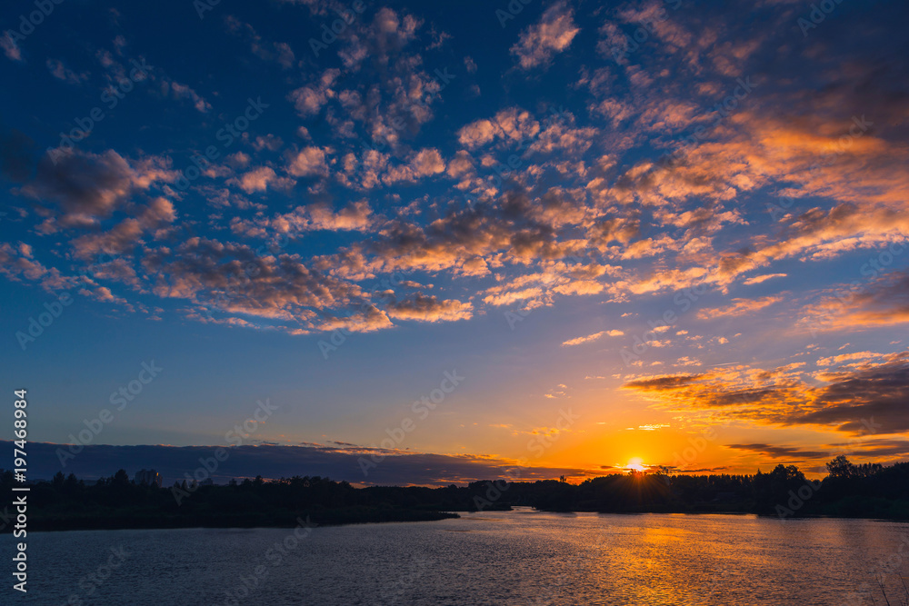 Natural sunset or sunrise over lake Natural sunset or sunrise over lake