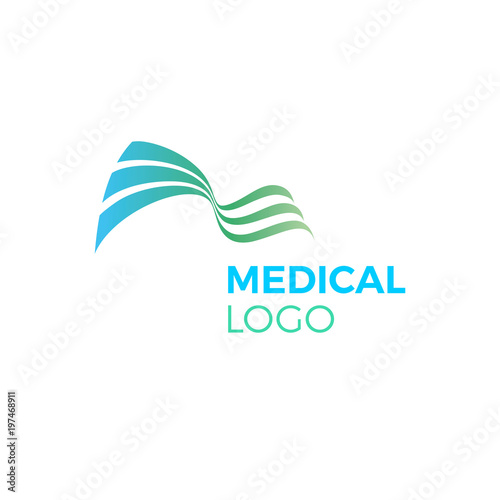 Green blue abstract medical logo curves waves