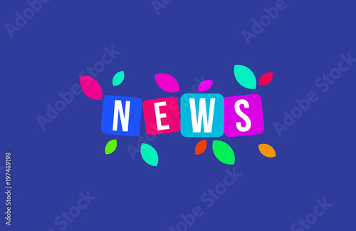 NEWS Colorful Vector Letter Alphabet Illustration Square 