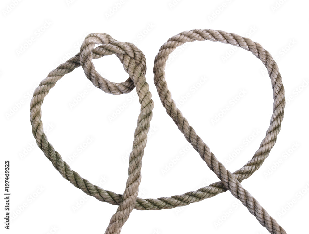 Old coil of rope on a white background Old coil of rope on a white background