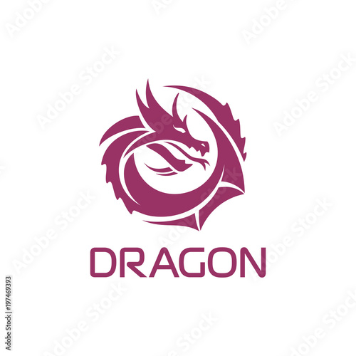 Purple vector Chinese dragon in a circle shape