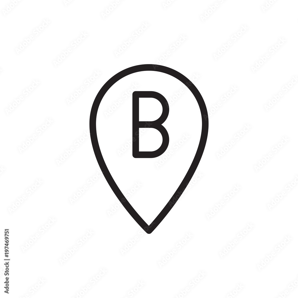location B outlined vector icon. Modern simple isolated sign. Pixel perfect vector illustration for logo, website, mobile app and other designs location B outlined vector icon. Modern simple isolated sign. Pixel perfect vector illustration for logo, website, mobile app and other designs