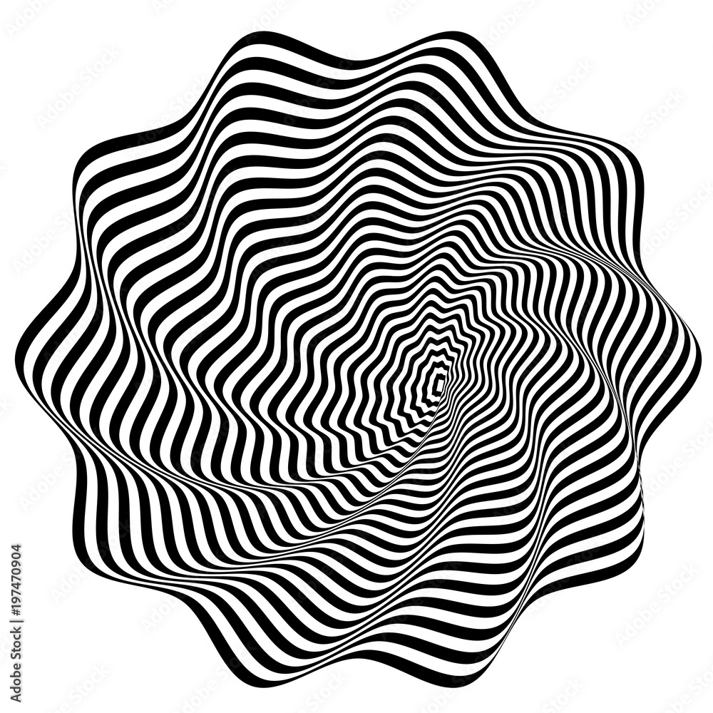 Abstract black and white striped shape. Geometric pattern with visual ...