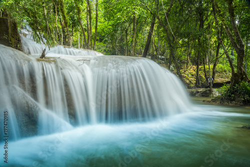 The Beautiful water fall Huay Mae Kamin in Kanjanaburi Thailand