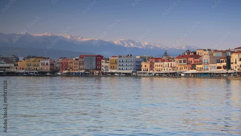Architecture of the Venetian port in Chania at dawn, Crete. Greece Architecture of the Venetian port in Chania at dawn, Crete. Greece