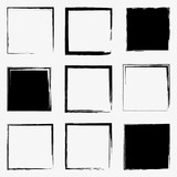 Set of grunge square frames, vector design elements, 9 square frames.