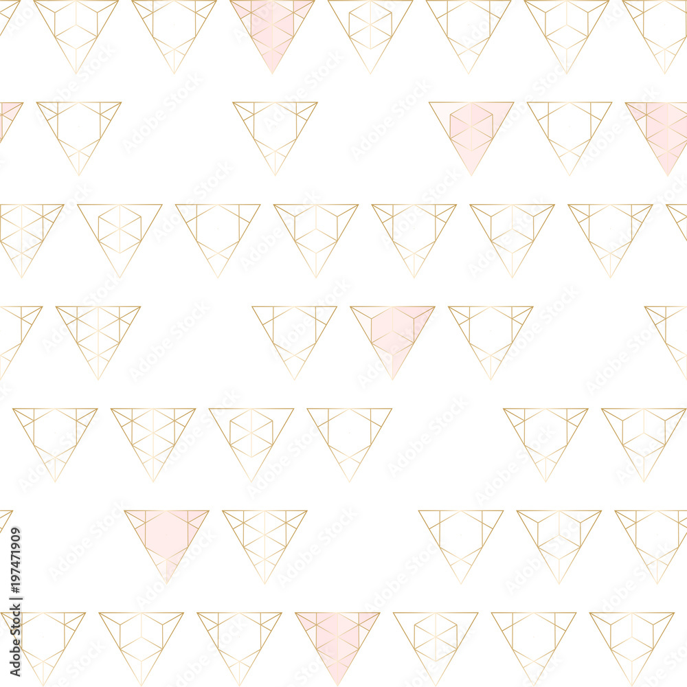Geometric hipster pattern with gold triangular elements. Trendy chic golden background design for wedding, invitations, birthday, save the date, anniversary, fashion banners, web design, business card Geometric hipster pattern with gold triangular elements. Trendy chic golden background design for wedding, invitations, birthday, save the date, anniversary, fashion banners, web design, business card