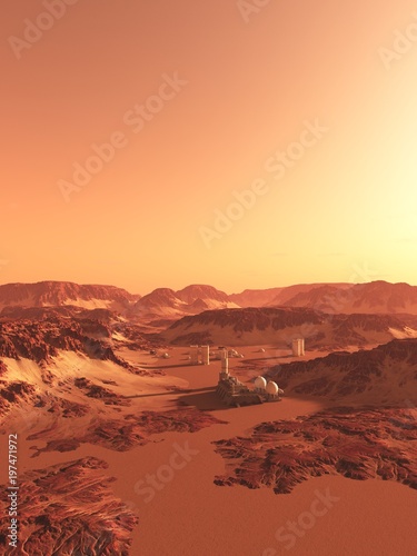 Future Mars Colony - science fiction illustration © Algol
