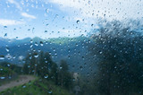 Raindrops on glass funicular