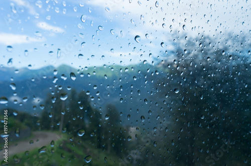 Raindrops on glass funicular