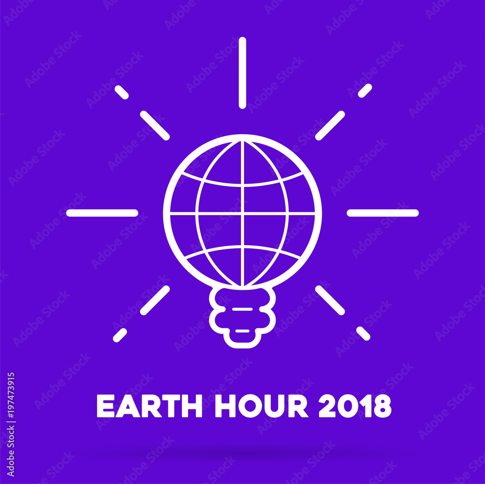 Earth hour Illustration. March 25. Our planet sleeps. Flat design vector illustration for web banner, web and mobile, infographics.