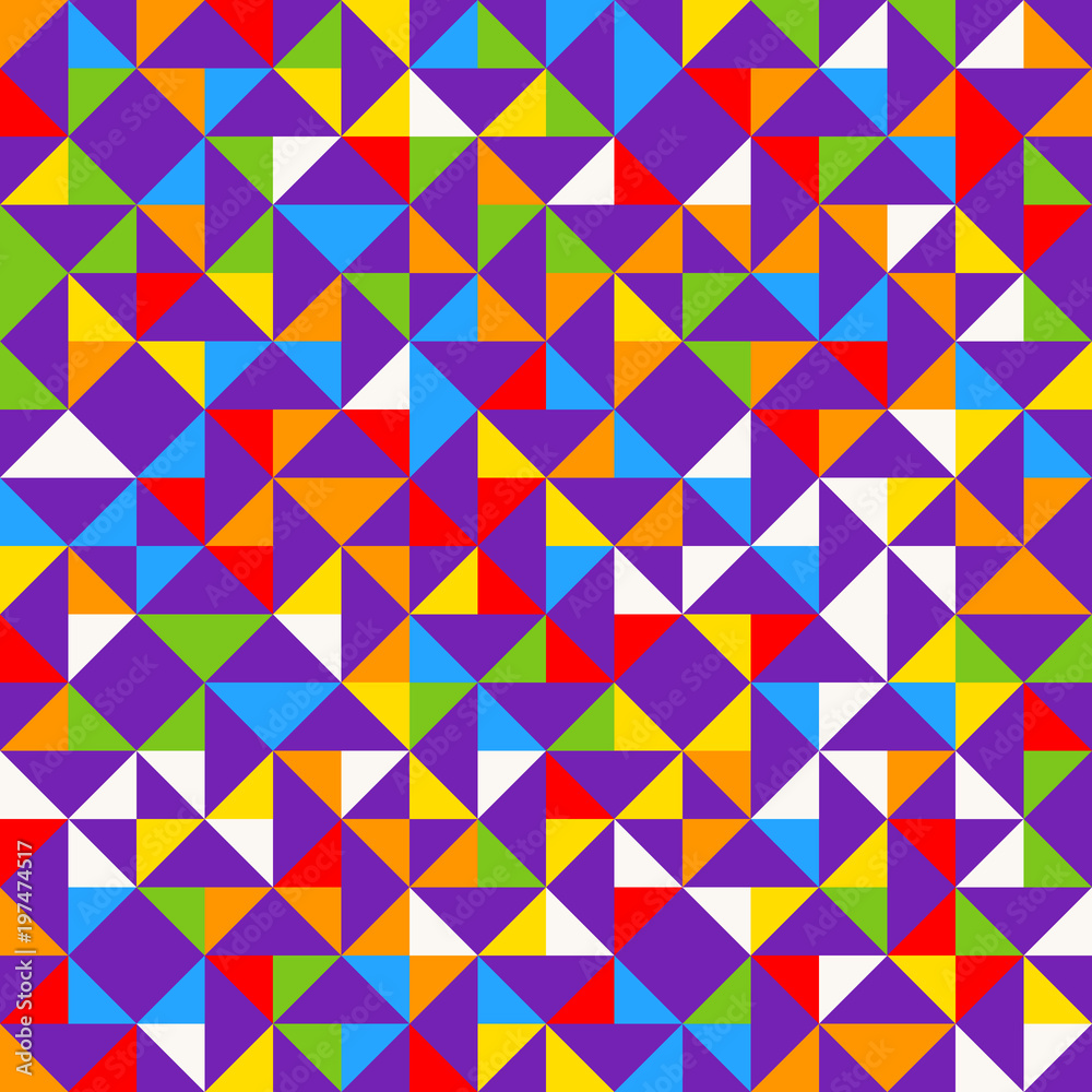 Rainbow mosaic tiles, abstract geometric background, seamless vector pattern. Rainbow mosaic tiles, abstract geometric background, seamless vector pattern.