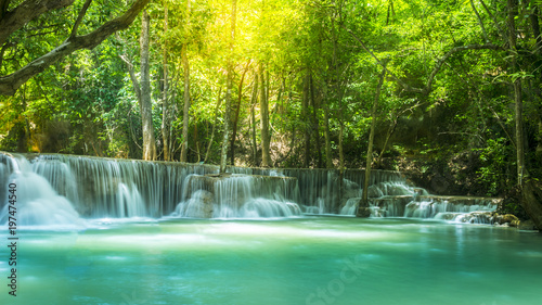 The Beautiful water fall Huay Mae Kamin in Kanjanaburi Thailand