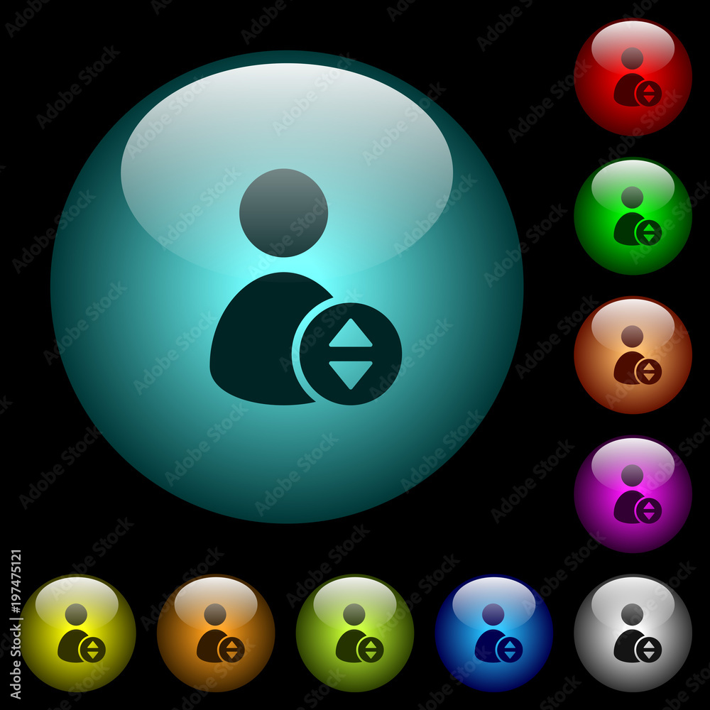 Move user account icons in color illuminated glass buttons Move user account icons in color illuminated glass buttons
