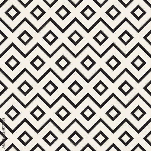 Stylish lines lattice. Ethnic monochrome texture. Abstract geometric background design. Vector seamless pattern.