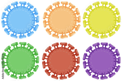 Round badges in six colors