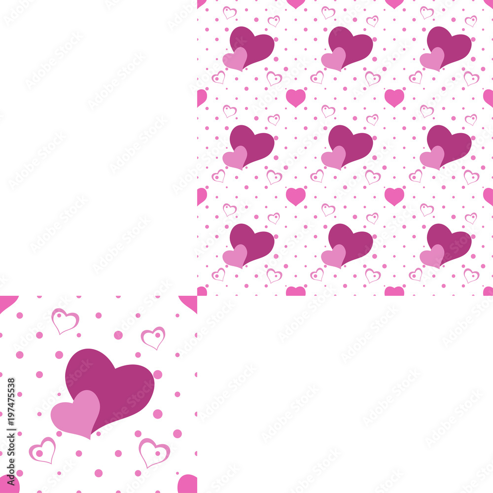 Seamless pattern from pink hearts for holidays and packaging.