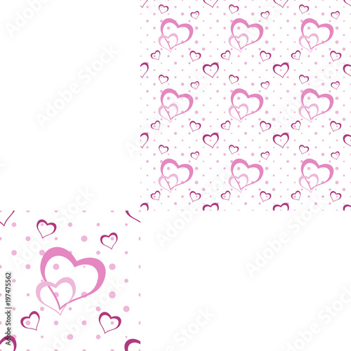 Seamless pattern from pink heart silhouettes for holidays and packaging.