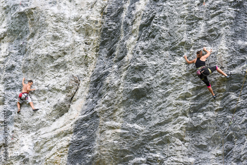 People climbing on the rock at Engelberg on Switzerland