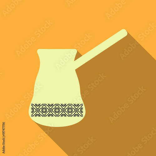 Turk with hot coffee, illustration of coffee and refreshing flavored drink, vintage style
