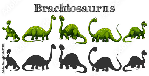 Brachiosaurus in five different actions