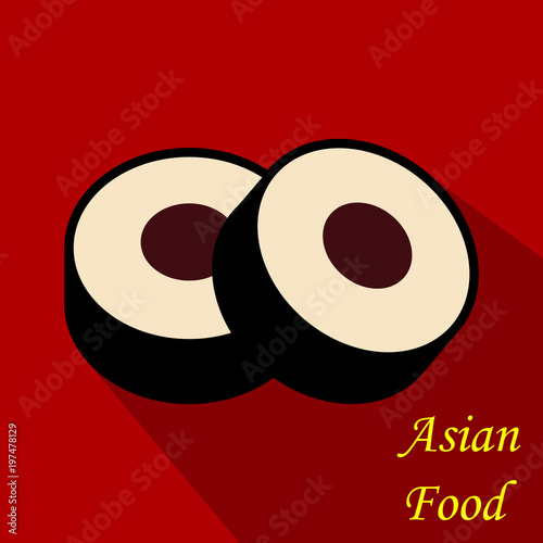 sushi roll. concept of snack, susi, exotic nutrition, sushi restaurant, sea food. isolated on background. flat style trend modern logotype design vector illustration