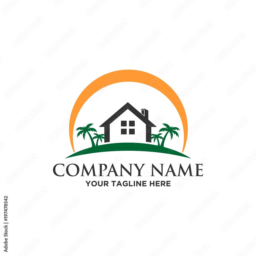 Fototapeta premium beach house travel logo