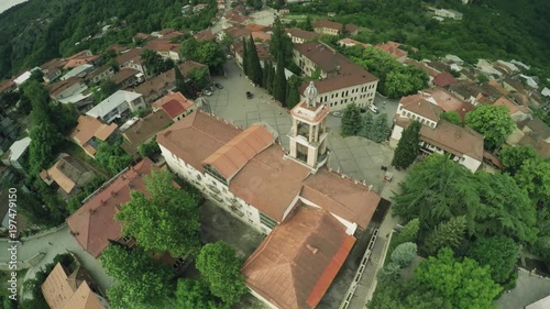 Signagi castle church Caucasus mountains river caucasian beauty nature georgia animals waterwall drone 4k
