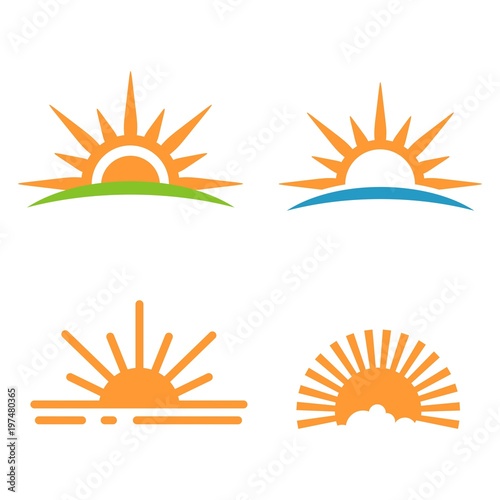 sunset and sunrise logo set