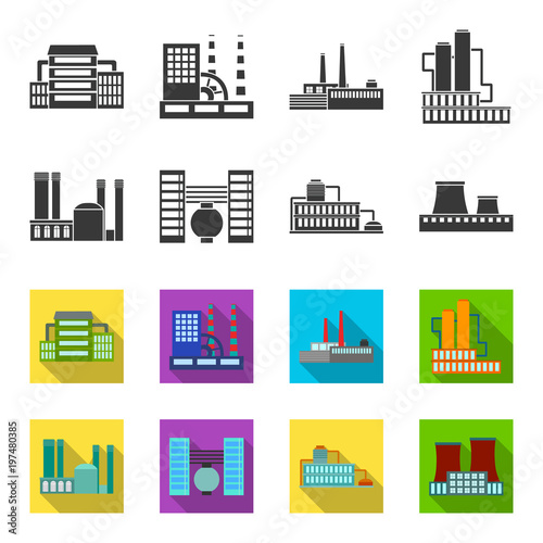 Industry, production.Factory set collection icons in black,flet style vector symbol stock illustration web.