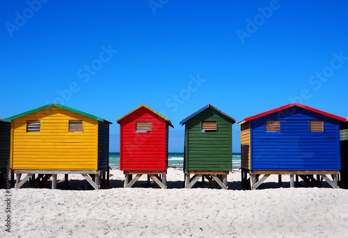 Row of colored beach huts